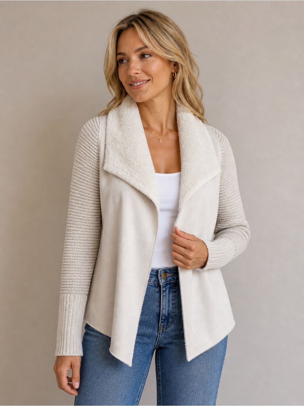 Miracle Ivory Knit Open Front‎ Sweater